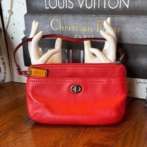 Coach Madison Pebble Leather Turnlock Wristlet